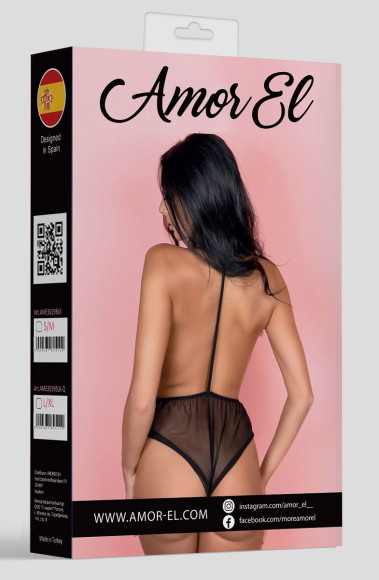 Прозрачный боди с открытой спиной и завязками на шее Прозрачный боди с открытой спиной и завязками на шее