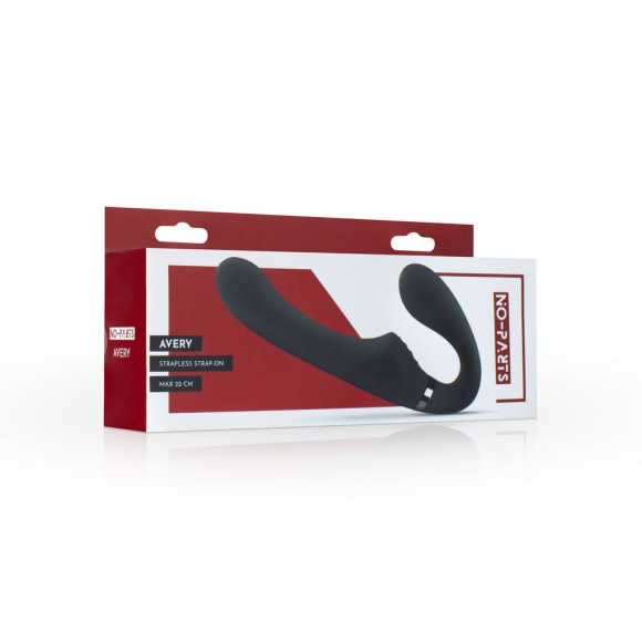 Черный безремневой вибрострапон Avery с пультом ДУ Черный безремневой вибрострапон Avery с пультом ДУ