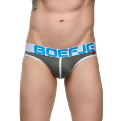 Темно-серые мужские трусы-слипы с провокационной надписью на задней части Темно-серые мужские трусы-слипы с провокационной надписью на задней части