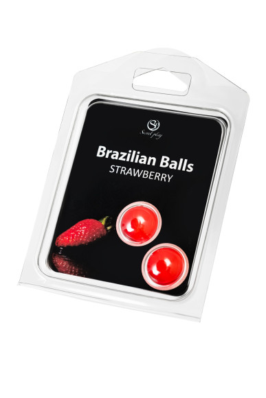 Набор из 2 шариков с массажным маслом Brazilian Balls с ароматом клубники Набор из 2 шариков с массажным маслом Brazilian Balls с ароматом клубники
