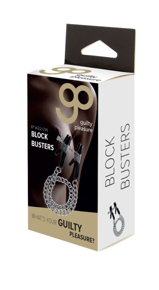 Зажимы на соски Block Busters Nipple Clamps с цепью Зажимы на соски Block Busters Nipple Clamps с цепью