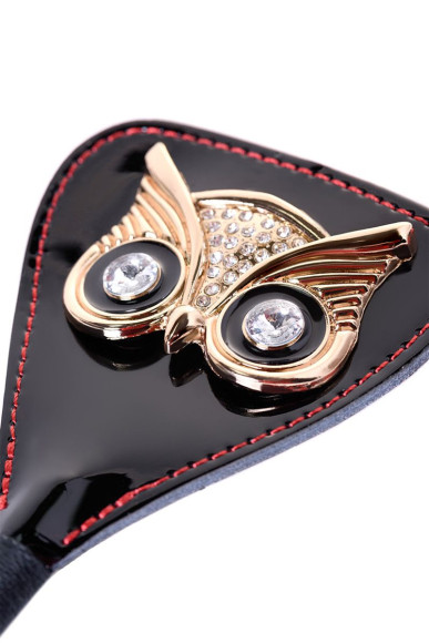 Чёрный стек с совой на кожаном наконечнике - 55 см. Чёрный стек с совой на кожаном наконечнике - 55 см.