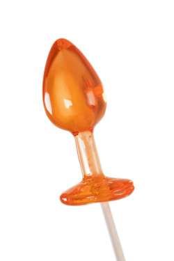 Оранжевый леденец в форме анальной пробки со вкусом амаретто - 29 гр. Оранжевый леденец в форме анальной пробки со вкусом амаретто - 29 гр.