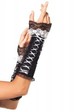 Перчатки с кружевом Lace Up Opaque Arm Warmer With Lace Ruffle Trim Перчатки с кружевом Lace Up Opaque Arm Warmer With Lace Ruffle Trim