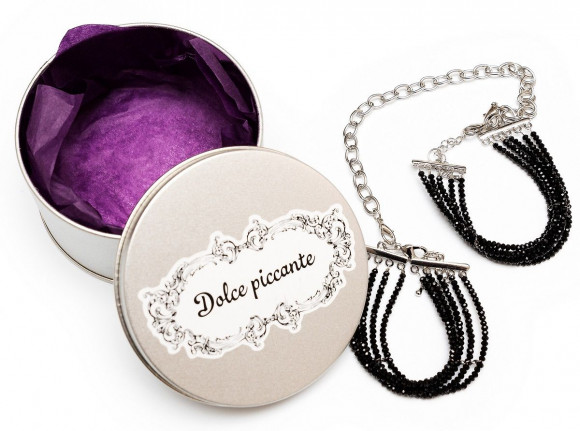 Чёрно-серебристые наручники-браслеты из агата Tenero Amore Чёрно-серебристые наручники-браслеты из агата Tenero Amore