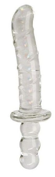 Двусторонний стеклянный стимулятор с красивой спиралью внутри The Titan - 23 см.