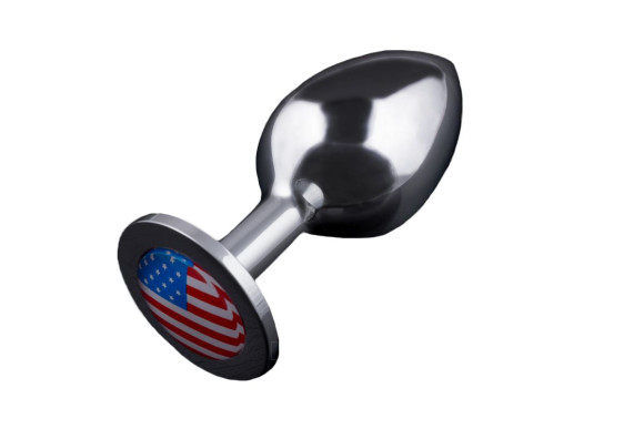 Большая анальная пробка с флагом США - 9 см. Большая анальная пробка с флагом США - 9 см.