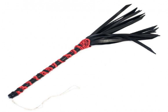 Чёрно-красная 16-полосная полужесткая плётка - 40 см. Чёрно-красная 16-полосная полужесткая плётка - 40 см.