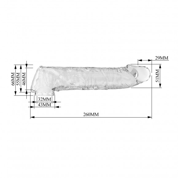 Прозрачный фаллоудлинитель с подхватом мошонки Silas - 26 см.