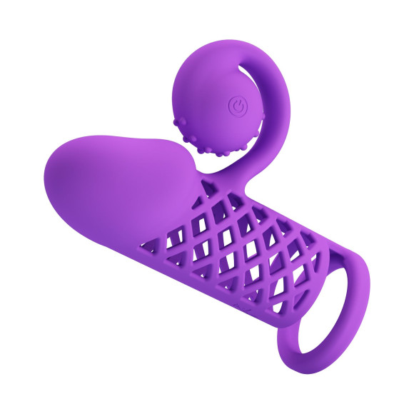 Фиолетовая вибронасадка с клиторальным отростком Harden Фиолетовая вибронасадка с клиторальным отростком Harden