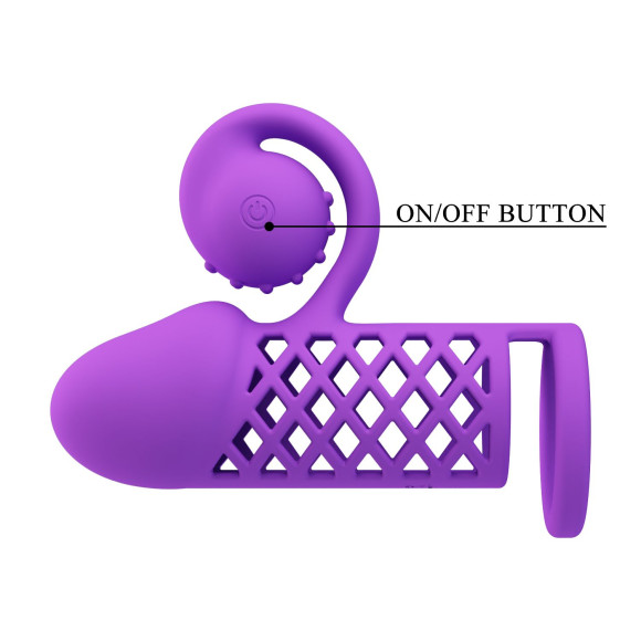 Фиолетовая вибронасадка с клиторальным отростком Harden Фиолетовая вибронасадка с клиторальным отростком Harden