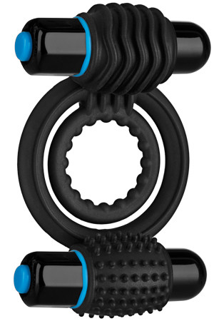 Эрекционное кольцо с вибростимуляторами OPTIMALE Vibrating Double C-Ring 