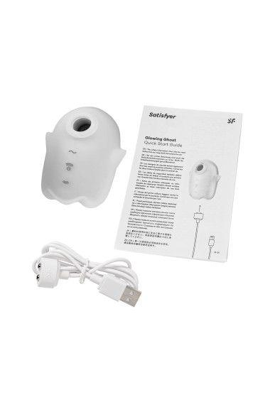 Белый люминесцентный вакуум-волновой стимулятор клитора Glowing Ghost Белый люминесцентный вакуум-волновой стимулятор клитора Glowing Ghost