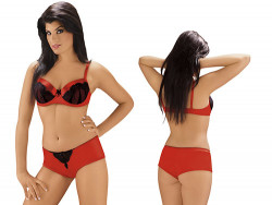 Атласный комплект с кружевными вставками Атласный комплект с кружевными вставками