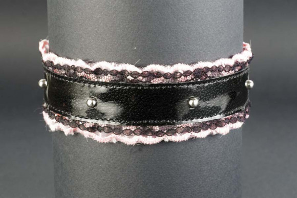 Чёрный подшитый чокер Готика-12 с кружевами Чёрный подшитый чокер Готика-12 с кружевами