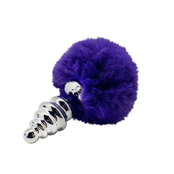 Анальная пробка Metal Anal Fluffly Twist Plug S с фиолетовым хвостиком Анальная пробка Metal Anal Fluffly Twist Plug S с фиолетовым хвостиком