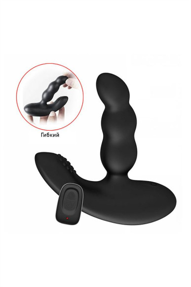 Черный силиконовый стимулятор простаты Levett Nitoc с пультом ДУ Черный силиконовый стимулятор простаты Levett Nitoc с пультом ДУ