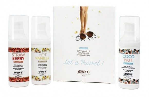 Подарочный набор разогревающих массажных масел Lets Travel (3х30 мл.) Подарочный набор разогревающих массажных масел Lets Travel (3х30 мл.)