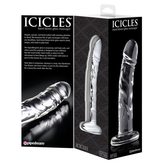 Прозрачный стеклянный фаллоимитатор Icicles №62 - 16,5 см. Прозрачный стеклянный фаллоимитатор Icicles №62 - 16,5 см.