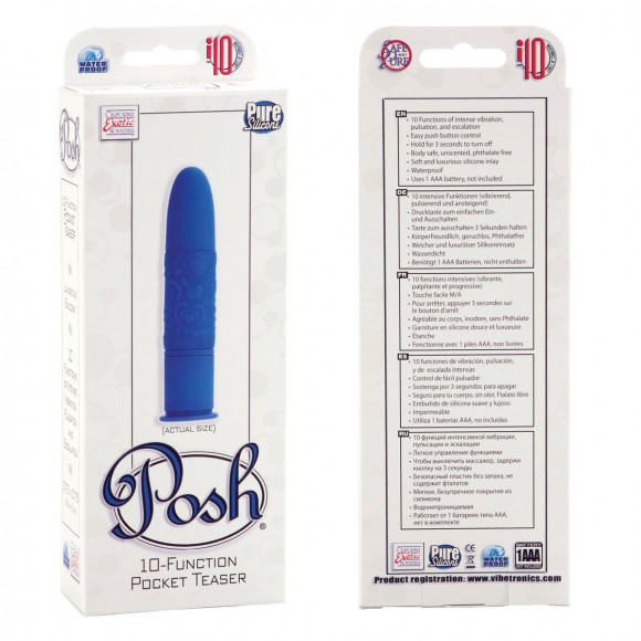 Вибратор POSH 10 FUNCTION POCKET TEASER BLUE