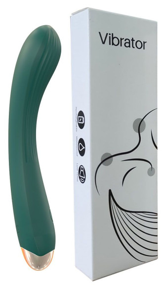 Зеленый вибратор для G-точки - 20 см.