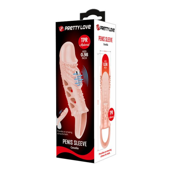 Телесная насадка с вибрацией Cecelia - 18,5 см. Телесная насадка с вибрацией Cecelia - 18,5 см.