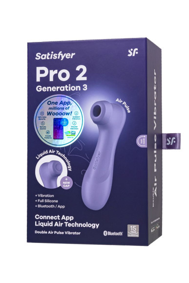Сиреневый вакуумный стимулятор клитора Satisfyer Pro 2 Generation 3 с управлением через приложение Сиреневый вакуумный стимулятор клитора Satisfyer Pro 2 Generation 3 с управлением через приложение