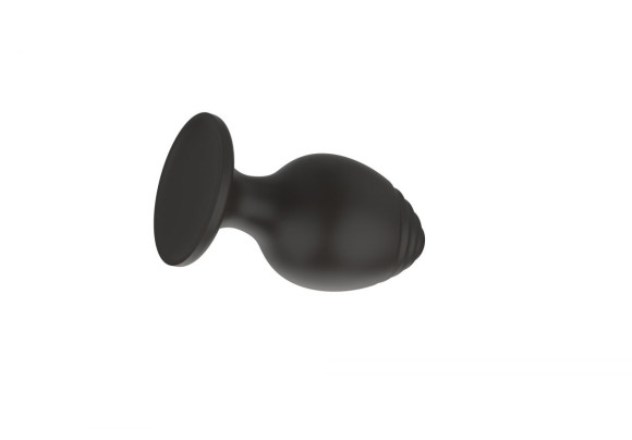 Черная малая силиконовая анальная пробка с ребрышками на кончике Черная малая силиконовая анальная пробка с ребрышками на кончике
