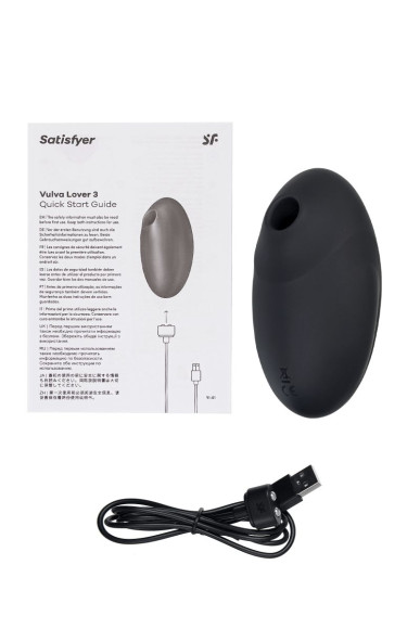 Черный вакуум-волновой стимулятор с вибрацией Vulva Lover 3 Черный вакуум-волновой стимулятор с вибрацией Vulva Lover 3
