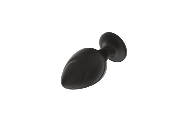 Черная малая силиконовая анальная пробка с ложбинками по диагонали Черная малая силиконовая анальная пробка с ложбинками по диагонали