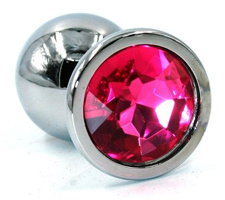 Серебристая анальная пробка с розовым кристаллом - 8 см. Серебристая анальная пробка с розовым кристаллом - 8 см.