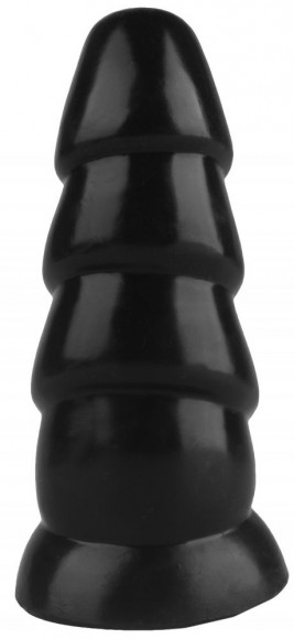 Черная рельефная анальная втулка - 18,5 см.
