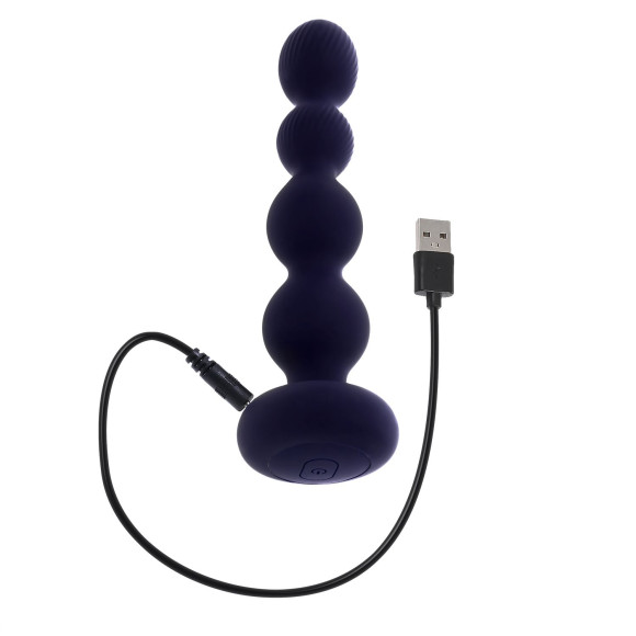 Фиолетовые анальные бусы с вибрацией и вращением Pleasure Orbit - 17,8 см. Фиолетовые анальные бусы с вибрацией и вращением Pleasure Orbit - 17,8 см.