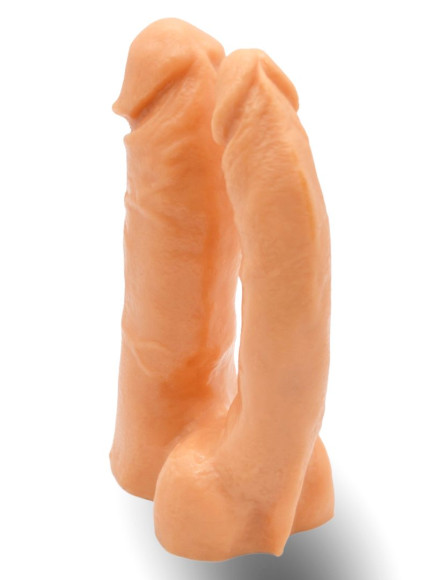 Двойной фаллоимитатор на трусиках с плугом - 15 см. Двойной фаллоимитатор на трусиках с плугом - 15 см.