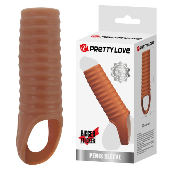 Телесная насадка на пенис с ребрышками и подхватом мошонки Телесная насадка на пенис с ребрышками и подхватом мошонки