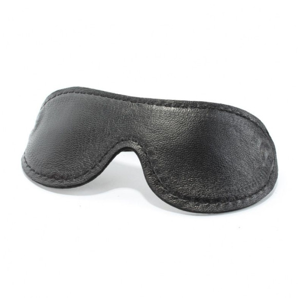 Черная кожаная маска на глаза с контрастной строчкой Черная кожаная маска на глаза с контрастной строчкой