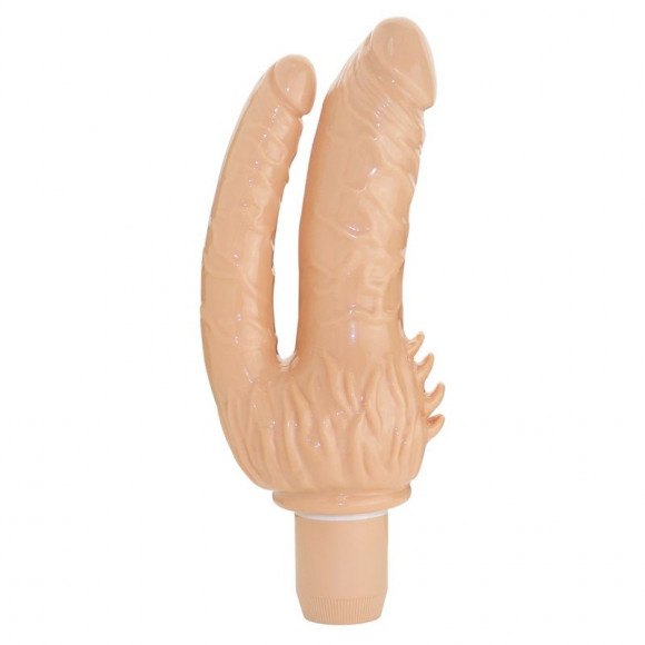 Телесный анально-вагинальный вибратор Penetrator Double Dong - 20 см.
