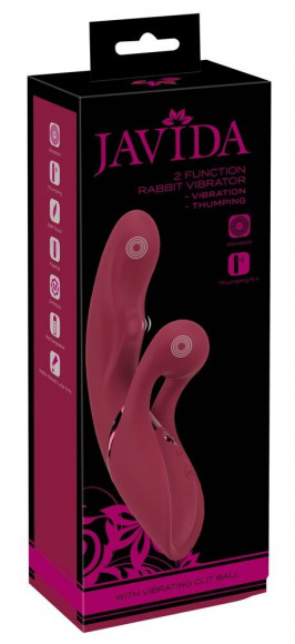 Малиновый вибратор-кролик с функцией постукивания 2 Function Rabbit Vibrator - 22,3 см.