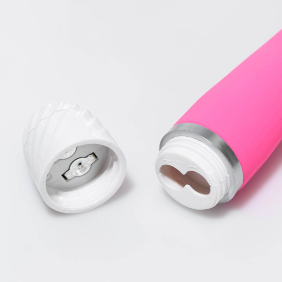 Розовый вибратор с круглой массажной головкой - 17,2 см. Розовый вибратор с круглой массажной головкой - 17,2 см.