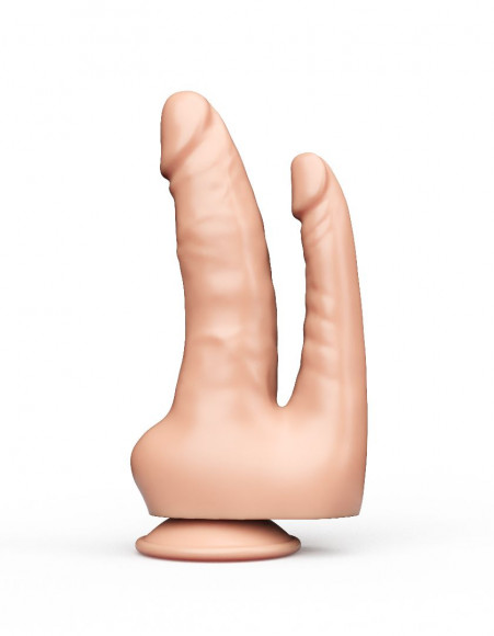 Двойной фаллоимитатор на присоске из геля - 16,5 см. Двойной фаллоимитатор на присоске из геля - 16,5 см.