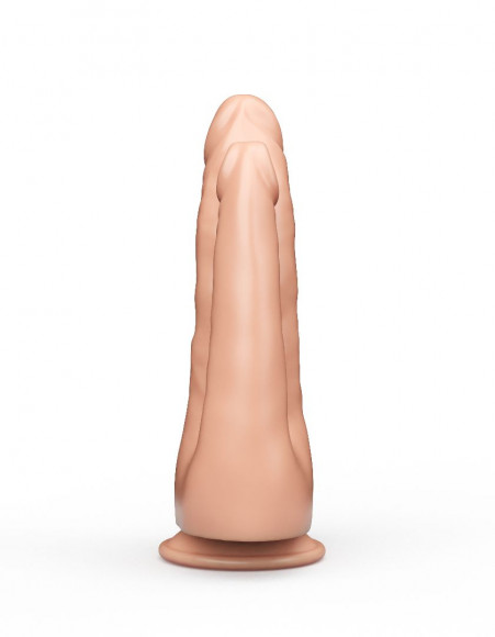 Двойной фаллоимитатор на присоске из геля - 16,5 см. Двойной фаллоимитатор на присоске из геля - 16,5 см.