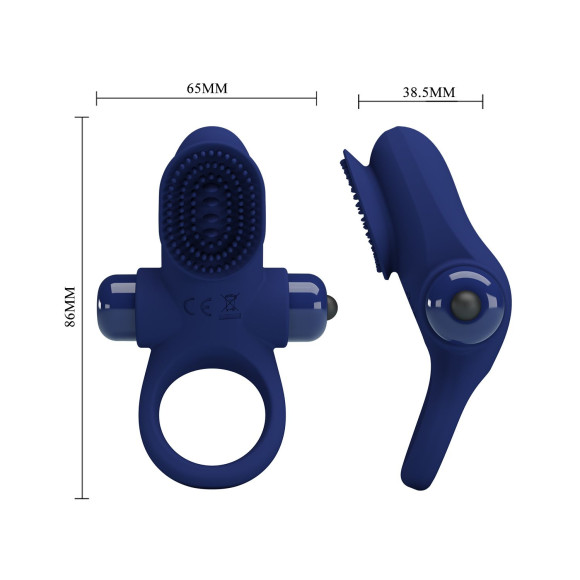 Синее эрекционное виброкольцо в клиторальной щеточкой Синее эрекционное виброкольцо в клиторальной щеточкой