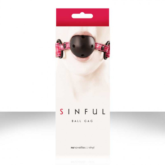 Розовый виниловый кляп SINFUL BALL GAG