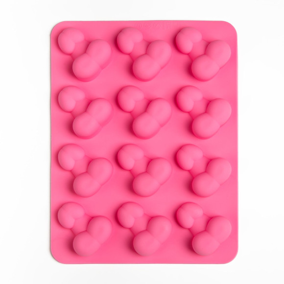Ярко-розовая силиконовая форма для льда с фаллосами