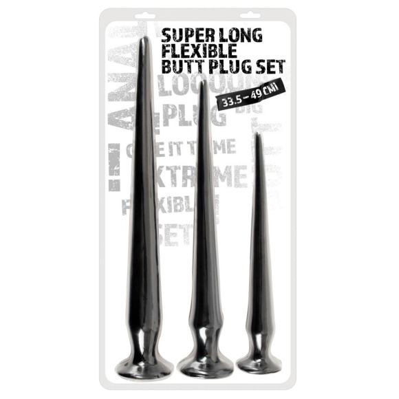 Набор из 3 длинных анальных пробок Super Long Flexible Butt Plug Set Набор из 3 длинных анальных пробок Super Long Flexible Butt Plug Set