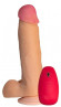 Телесный реалистичный вибратор №63 с проводным пультом - 19 см. Телесный реалистичный вибратор №63 с проводным пультом - 19 см.