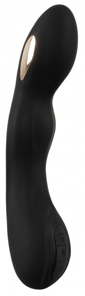 Черный вибратор-электростимулятор для точки G - 20,2 см. Черный вибратор-электростимулятор для точки G - 20,2 см.