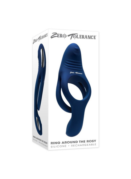 Синее эрекционное виброкольцо с двойным подхватом мошонки Ring Around The Rosy Синее эрекционное виброкольцо с двойным подхватом мошонки Ring Around The Rosy
