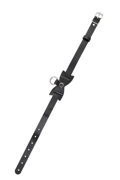 Черный чокер-ошейник с бабочкой и колечком