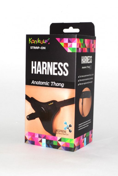 Чёрные трусики с плугом Kanikule Strap-on Harness Anatomic Thong Чёрные трусики с плугом Kanikule Strap-on Harness Anatomic Thong